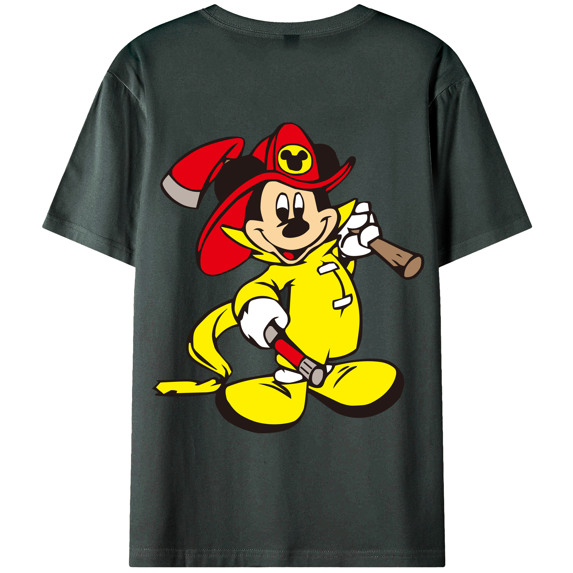 ミッキーマウス Mickey Mouse 綿100％ メンズ半袖Tシャツ（バックプリント） 通気性